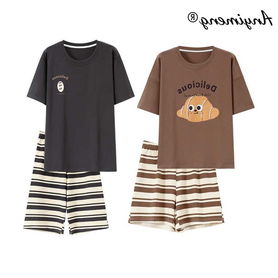 Kawaii 100% Cotton Soft Cotton Cartoon Sleepwear for Lovers Summer New Fashion Short Sleeve Short Pants Couple's Pajamas L260806