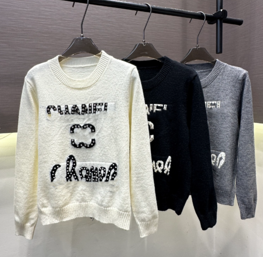 cc tops 26Women's chan designer Sweaters Autumn/Winter Round Neck Full Body Hot Diamond Fragrance Style Versatile Hooded Knitwear Women's