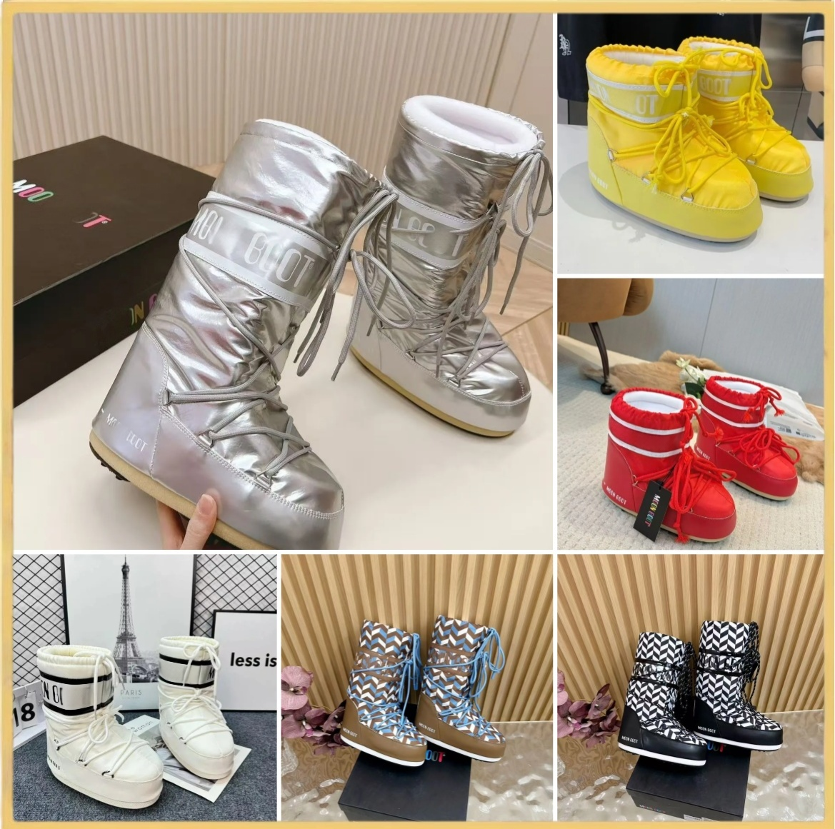 Designer women Moon Boot Snow Boots Lace Up Waterproof Fleece Lined Winter Ski Boots Outdoor Casual Cold Weather Footwear