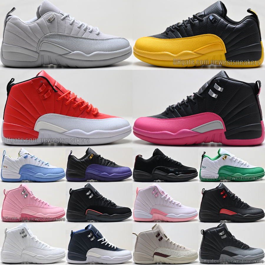 Top 12 High Men Women Basketball Shoes Leather Jump 12s Low Designer French Blue Melo Flu Game Taxi Black University Gold Real Pink Outdoor Sneakers