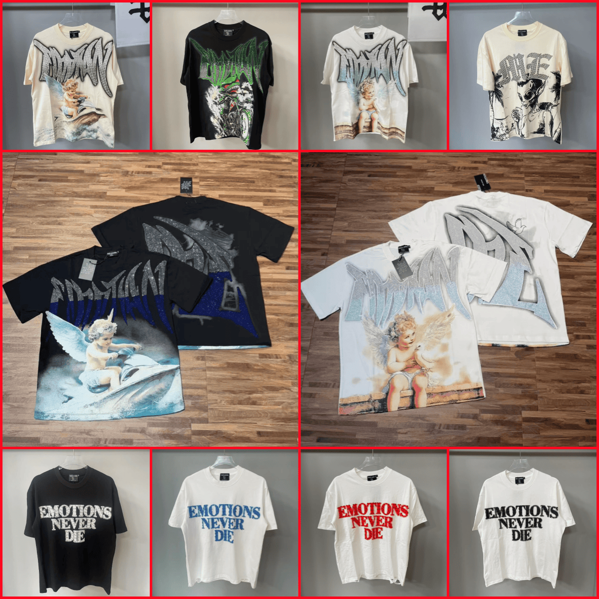 chemise d'émotions mixtes hommes chemise de créateur en strass chemise y2k t-shirt graphique été chemises amples chemise de mode campus chemises