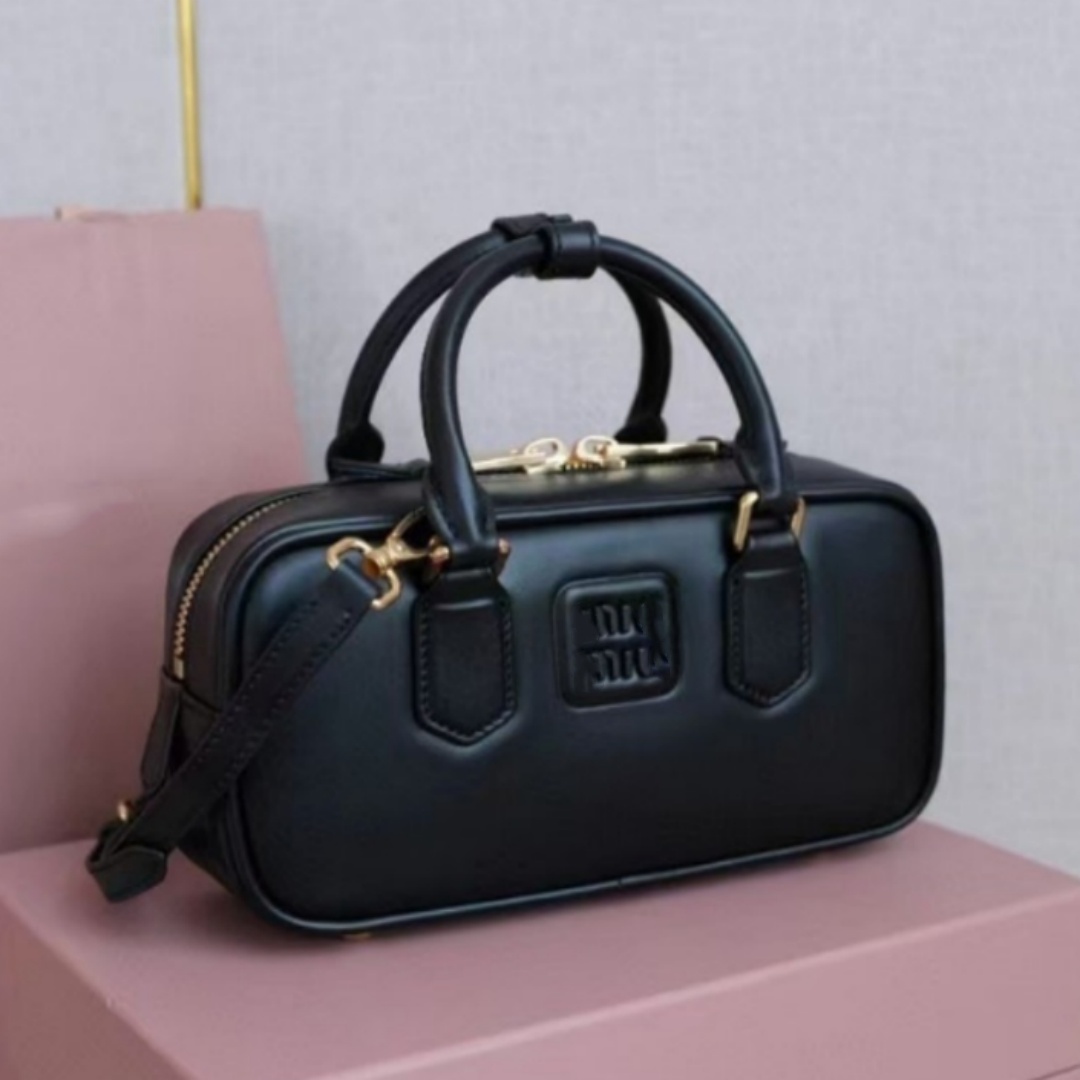 top Luxury New Women Classic mini Bowling Handbag Gold Hardware Embossed Logo Top Handle Removable Strap Crossbody Bag Ladies Zip shoulder bag 06