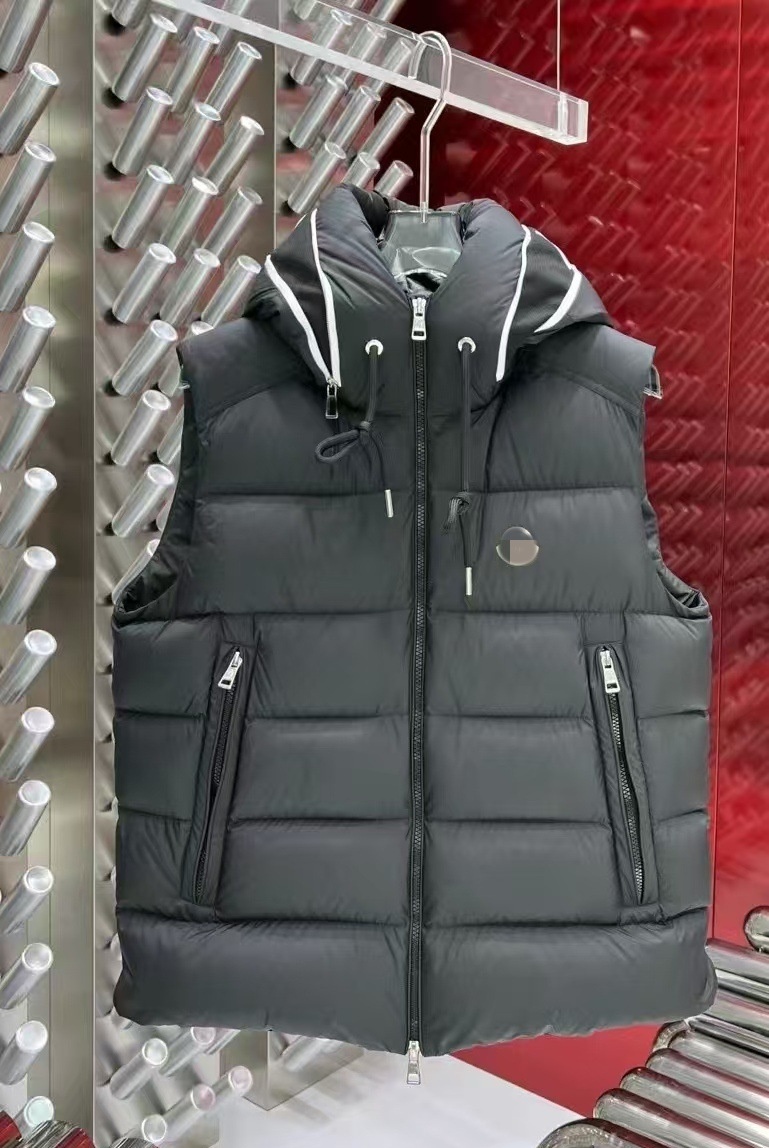 Men's Vests Hooded Down Vest Unisex Hip Hop Streetwear Letter Loose Sveless Padded Waistcoat Autumn Winter Layer Outer Top Q260917