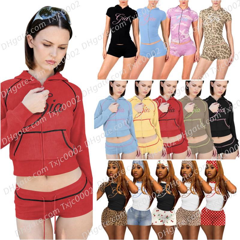 Survêtements pour femmes Vêtements de créateurs Deux pièces Ensemble Slim Sexy Femmes Lettre Imprimer Short à manches courtes Ensembles