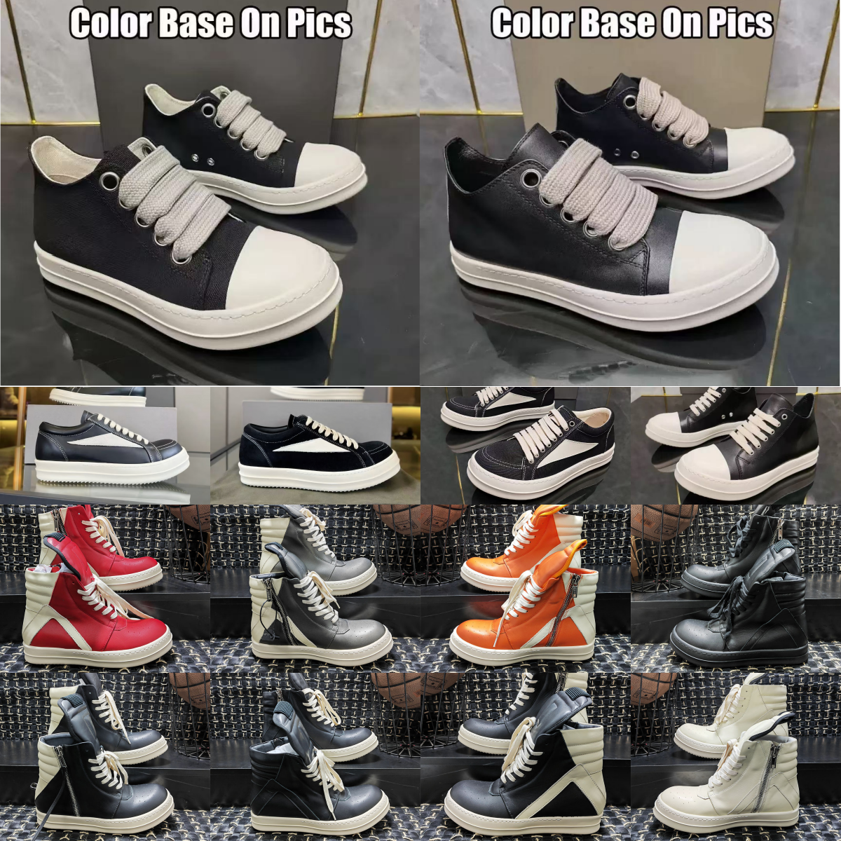 Luxury brand designer mens low top plate shoes leather top cloth top high top boots suede owenss retro calfskin simple round head black stitched cre