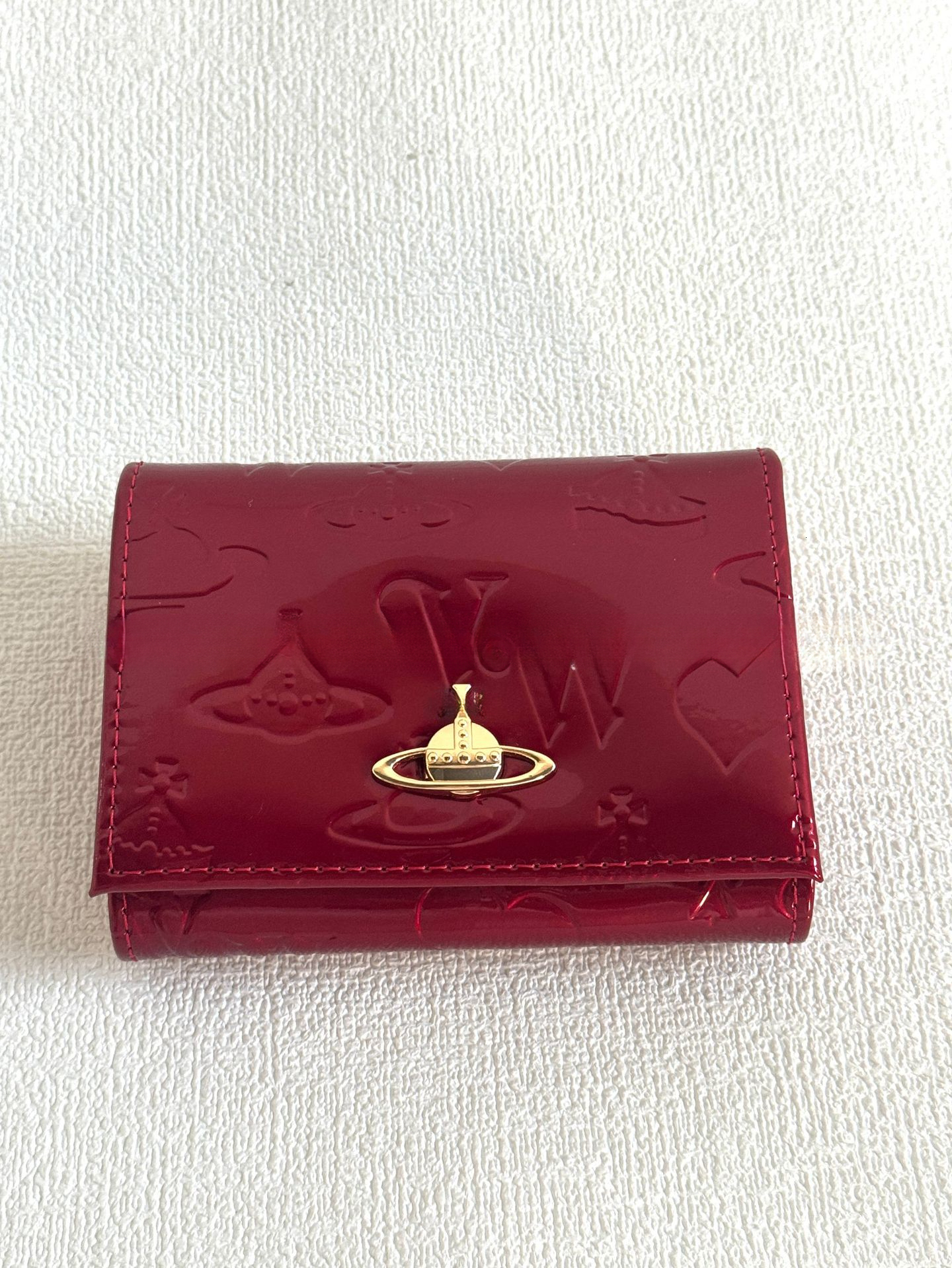 with box viv west wood wallet designer woman luxury card holder leather, ultra-thin punk-style Earth planet holder, multiple card slots, fashionable