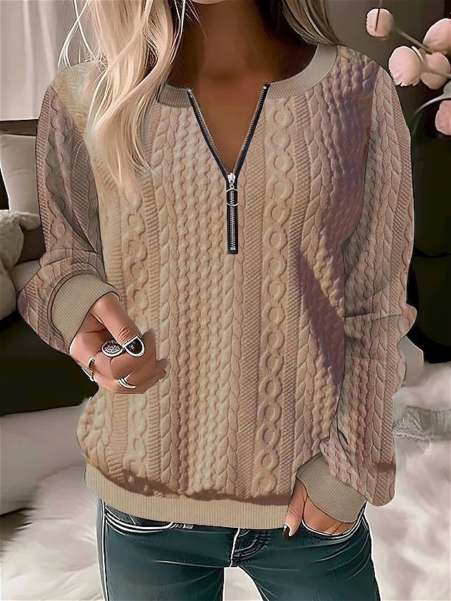 Adele128 Women's Quilted Sweatshirt Zip-Up Cardigan Jacket Autumn/Winter