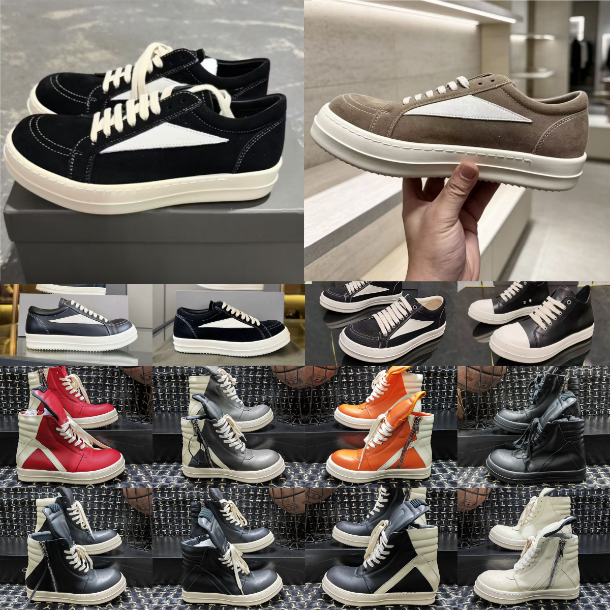 Luxury brand retro designer inverted triangle ROs leather cloth plate shoes boots mens casual shoes sports black yellow white red high quality fashi