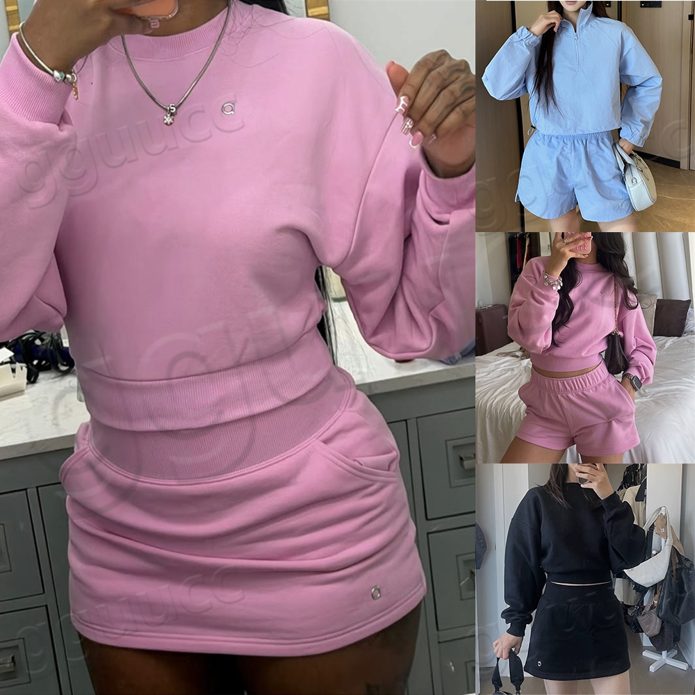 Women skirts Set Round Neck Cropped Sweatshirt Designer alolightsim skirts women set sports suit sportswear casual clothes Pullover Set