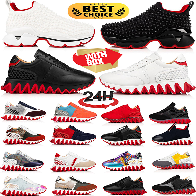 Met doos Designerversie Zaagtandzool Rood Zwart Wit Blauw Casual sportschoenen voor heren Dames, grote maat 36-46