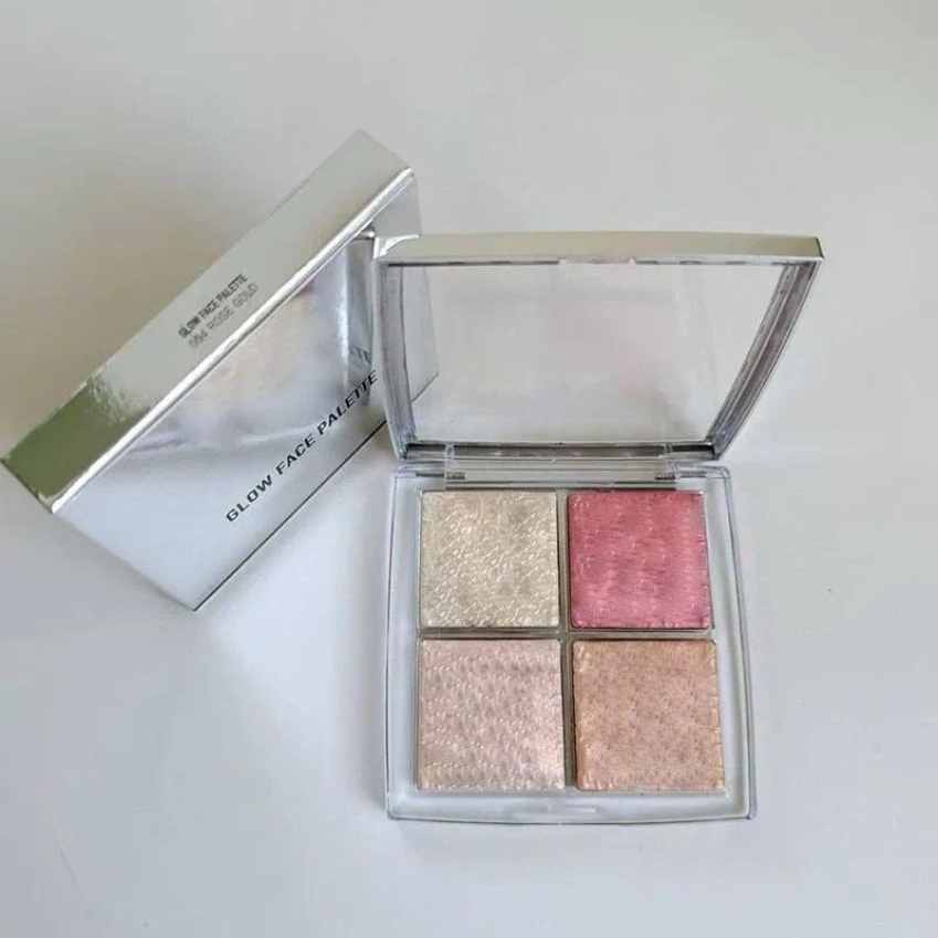 Highlighter Powder Palette 4 Colors Glitter Face Contour Brighten Makeup Shimmer Face Glow Palette 10G Zz.V1.0A
