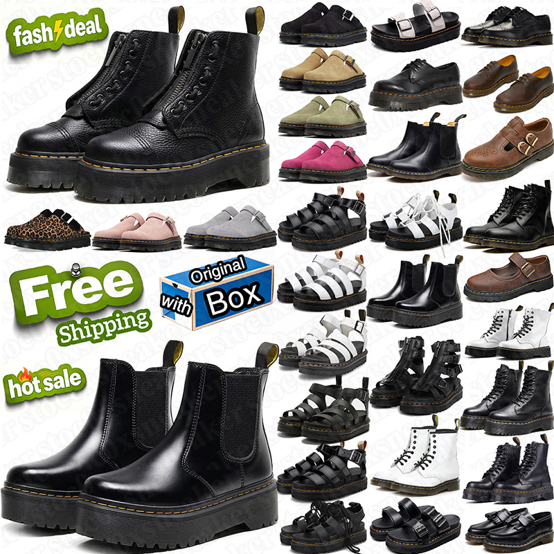 free shipping Designer Martin Boots docmartins sandals Black White Leather Platform Sneakers Knee High Snow Booties for Men Women Winter boots Trave