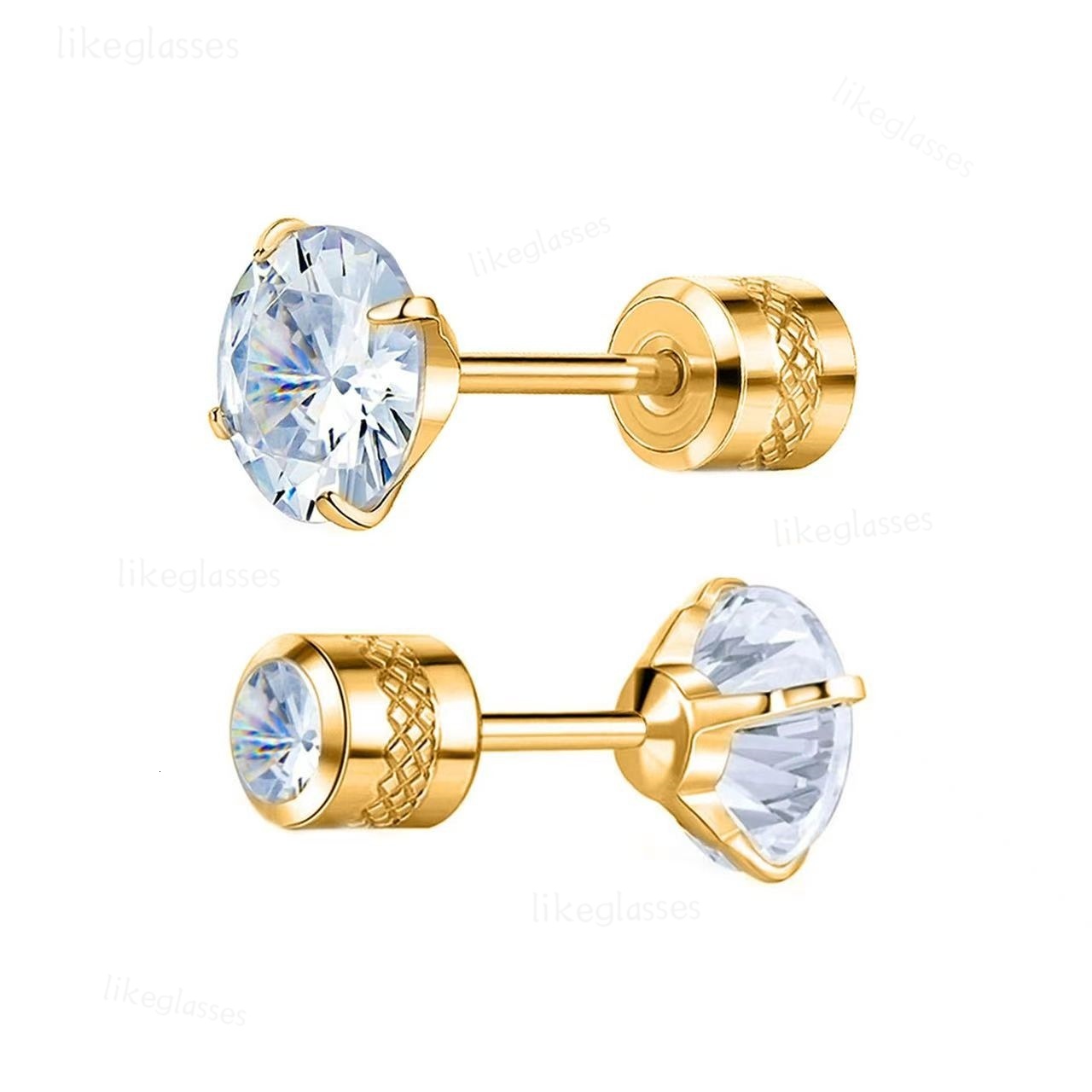 316L Stainless Steel Stud Earrings For Men Women Not Fade Ear Rings Jewelry Hypoallergenic Tiny Cubic Zirconia Screw Back Earring Cartilage Tragus P