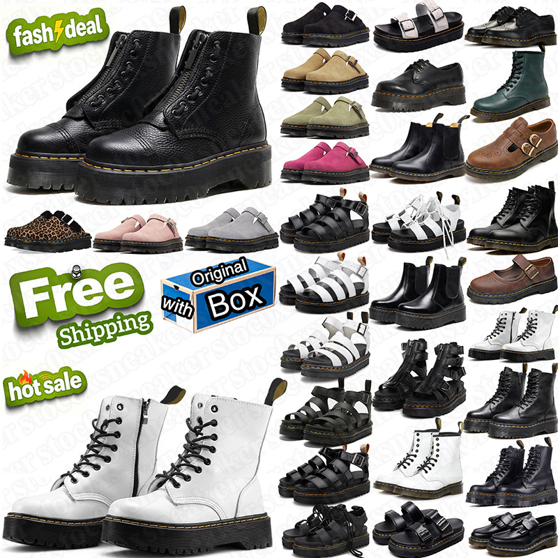 2027 free shipping Designer Martin Boots docmartins sandals Black White Leather Platform Sneakers Knee High Snow Booties for Men Women Winter boots