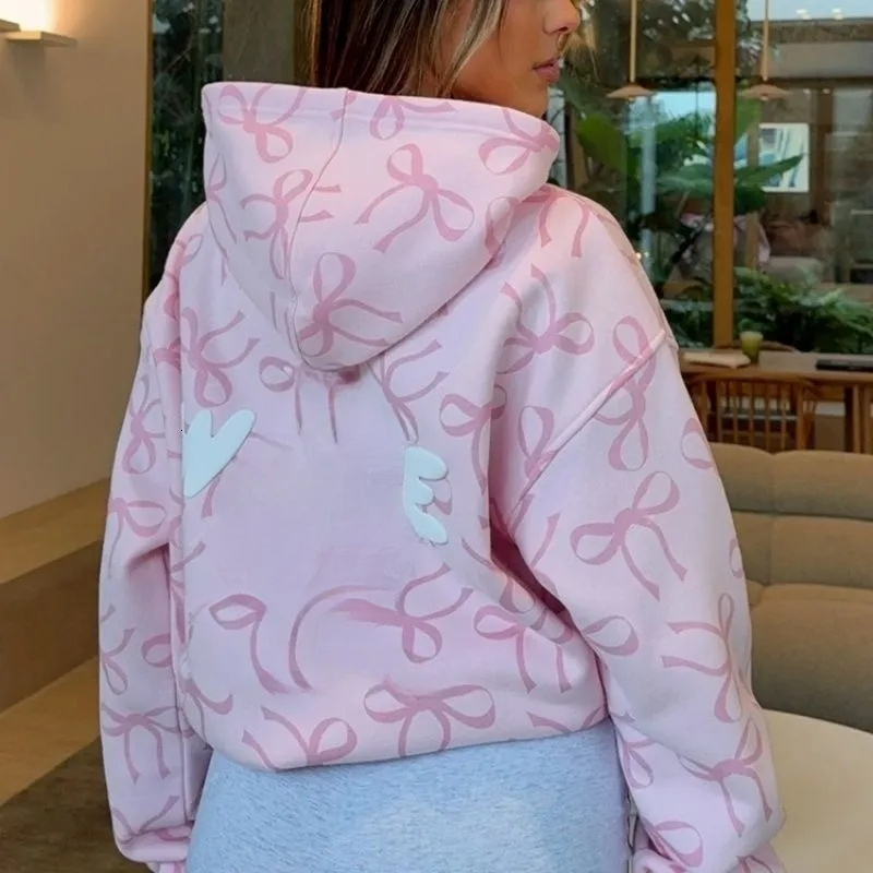 Print Hoodie Women Autumn Winter Long Sleeve Loose Pullover Sweatshirt High Street Streetwear Casual Hooded Top