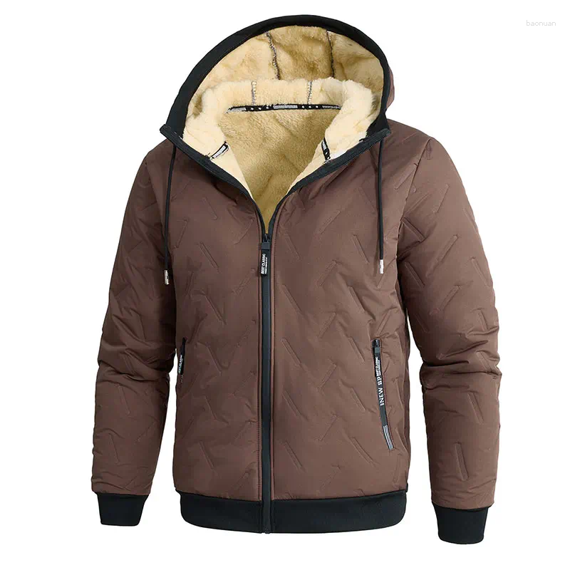 Men's Down Hooded Parkas Man Winter Lambswool Coats Thicken Warm Quilted Jackets Zipper Casual Sports Fleece Black Coat Men Women Jacket 10