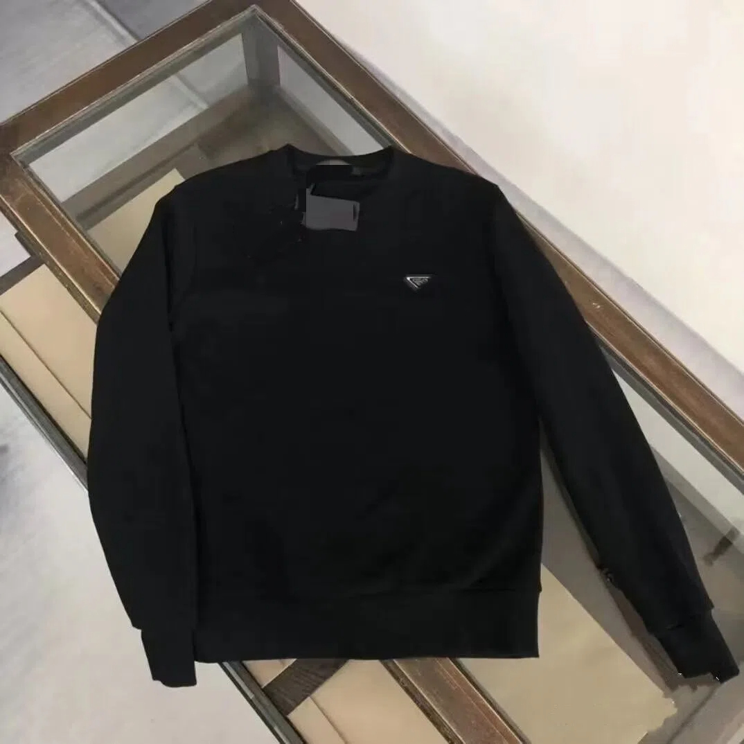 Sweatshirt Homme Coton Col Rond Détail Triangle Coupe Ample Pull Sport Automne Hiver Décontracté Streetwear Manches Longues Superposition Quotidi