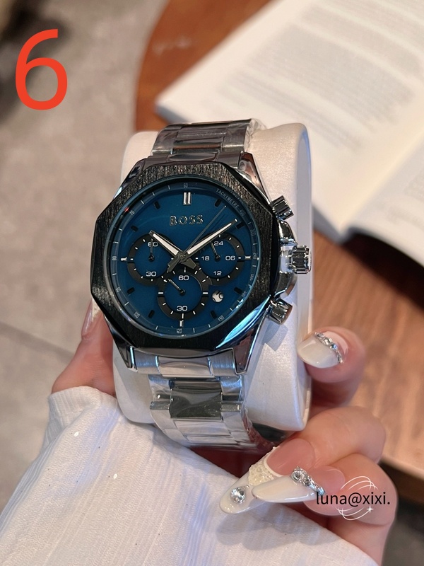 Hot selling Bos Wristwatches for 2026 New Mens Watches Six needles All dials work Quartz Watch Top Luxury Brand Chronograph Clock Steel Belt Fashion