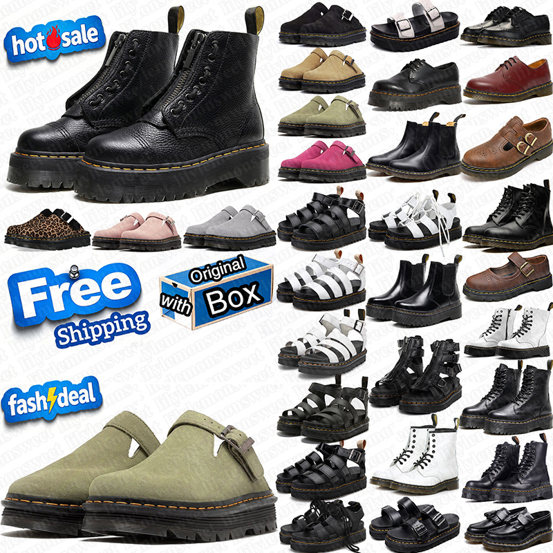 2026 free shipping Designer Martin Boots docmartins sandals Black White Leather Platform Sneakers Knee High Snow Booties for Men Women Winter boots