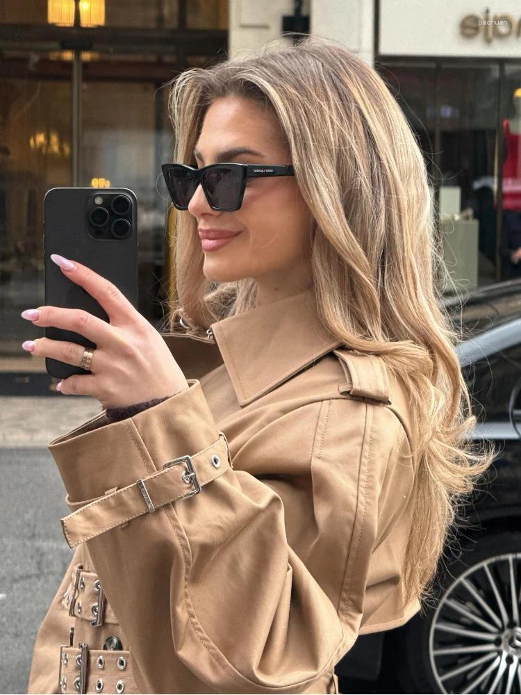 Women's Trench Coats 2026 Retro Belts Long Trenches Women Casual Chic Lapel Single Breasted Khaki Jackets Female Autumn Classic Street ef