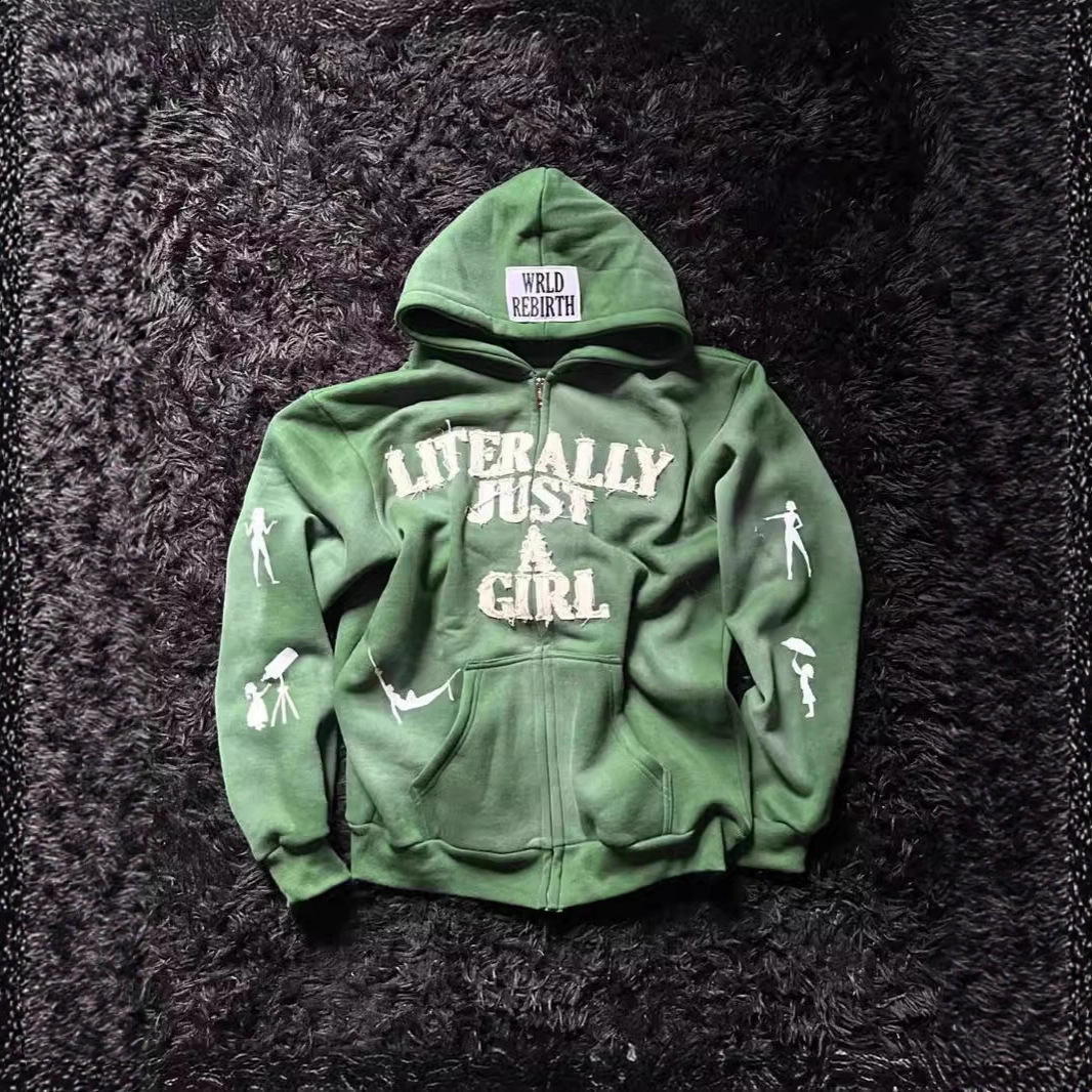 Spring Sweatshirt Woman Hip Hop Alphabet Foaming Hoodie Mens Y2k Harajuku Street Retro Casual Loose Clothing Jackets 240807