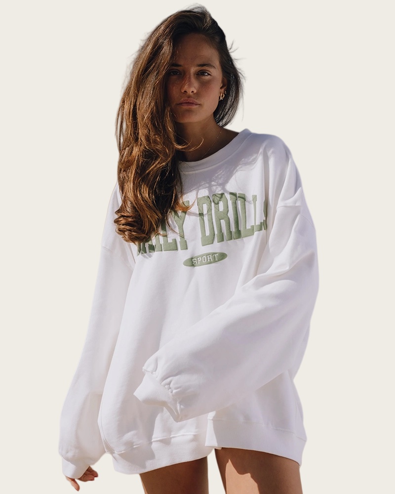 Forets quotidiens mousse lettre impression pull sweats décontracté coupe ample hauts femmes surdimensionné coton sweat