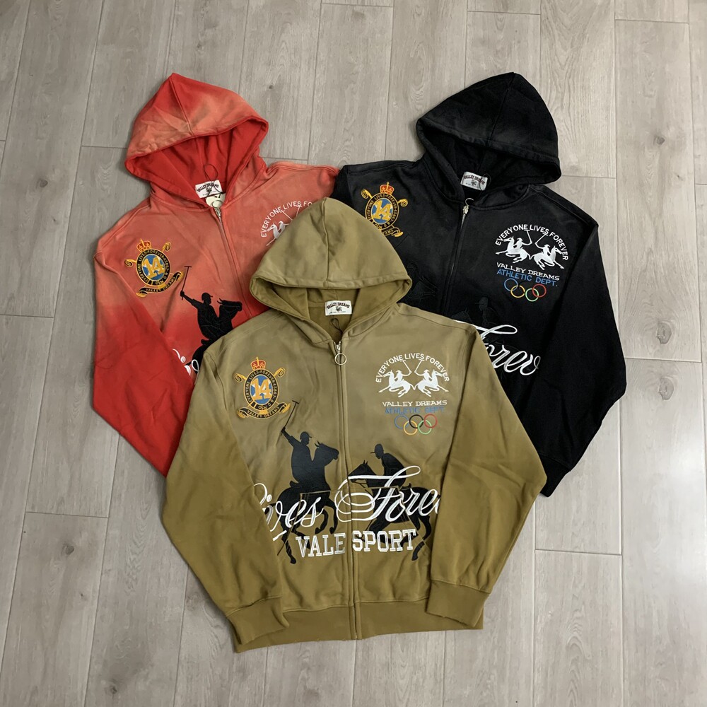 Mens Zip Up Hoodie Valley Style Vintage Acid Wash Zip Hoodie Distressed Patch Sweatshirt Heavyweight Hooded Jacket Fall Winter