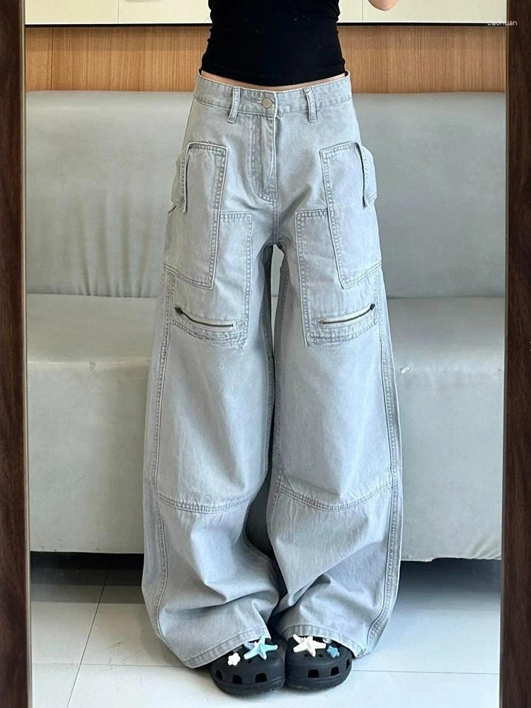 Jeans da donna 2026 Y2K Moda Leggeri Pantaloni cargo larghi per le donne Vestiti Gamba larga Pantaloni casual da donna Pantalon Femme f3