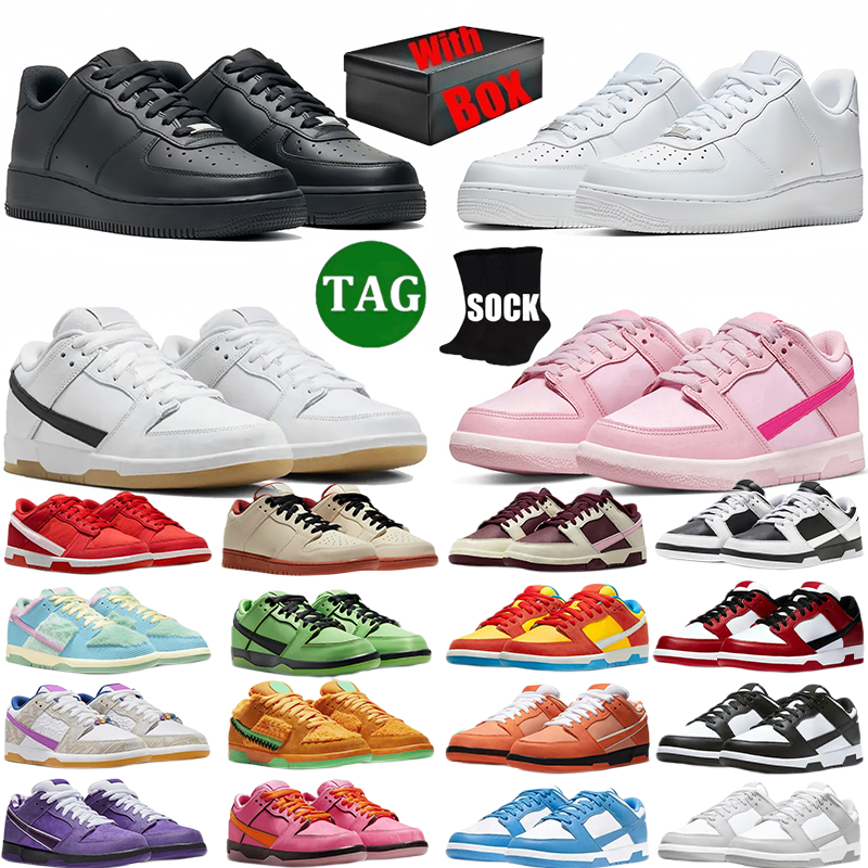 free shipping with box one running shoes 1 men women classic sneakers durable trainer outdoor comfortable sports shoe triple white black University