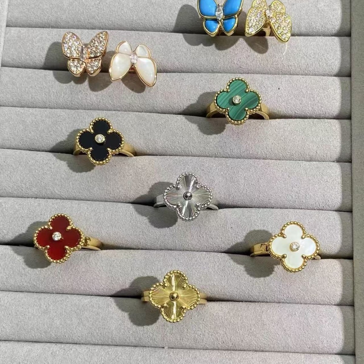 Vca Ring Woman Jewelry Designer Brand Vanly Ring For Woman Four-leaf Clover Ring New High-end Quality Adjustable Ring Minimalist Light Luxury Finger