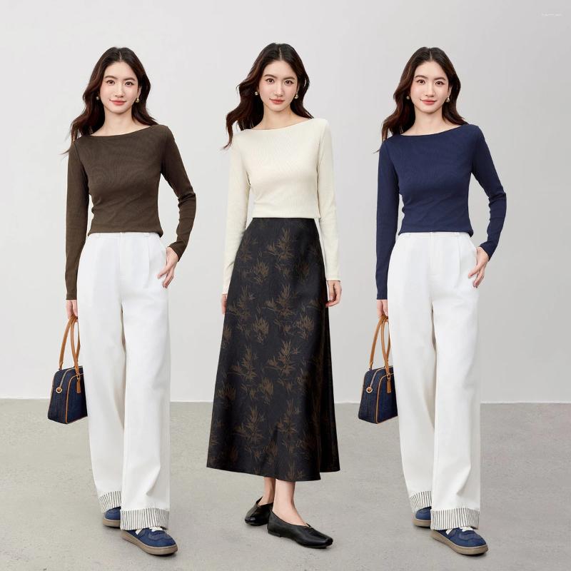 Women's Sweaters SENTUBILA Casual Knitted Sweater Pullovers Autumn Slim fit Elastic Jumpers Long Sleeve Temperament Female Tops 153SF2501 d1