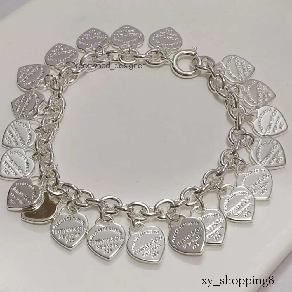 Bracelets 925 Sterling Silver Multi heart Tassel Heart Dangle Charm Link Bracelet Jewelry Gift For Women