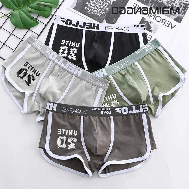 Men Underwear 1/3pc Sports Boxer Shorts Cotton Oversized Solid Color Youth Fashion Sports Men's panties Comfortable BreathableT260807