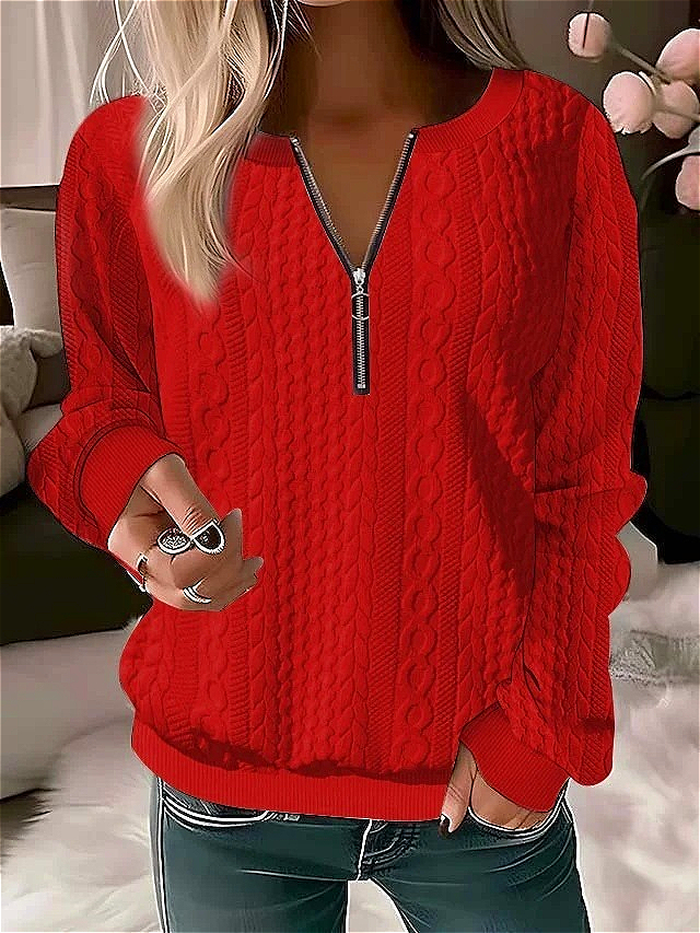 Adele139 Women's Quilted Sweatshirt Zip-Up Cardigan Jacket Autumn/Winter
