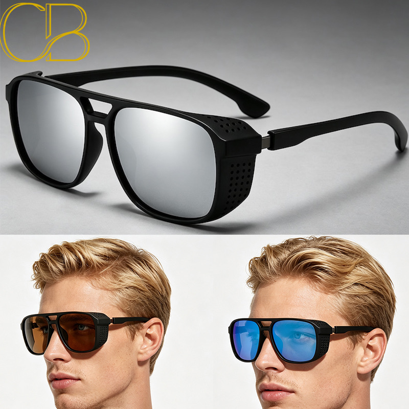 Steampunk lunettes de soleil polarisées Punk hommes mode de luxe un pilote avec des lunettes de soleil gothiques cool conduite pêche miroir sport
