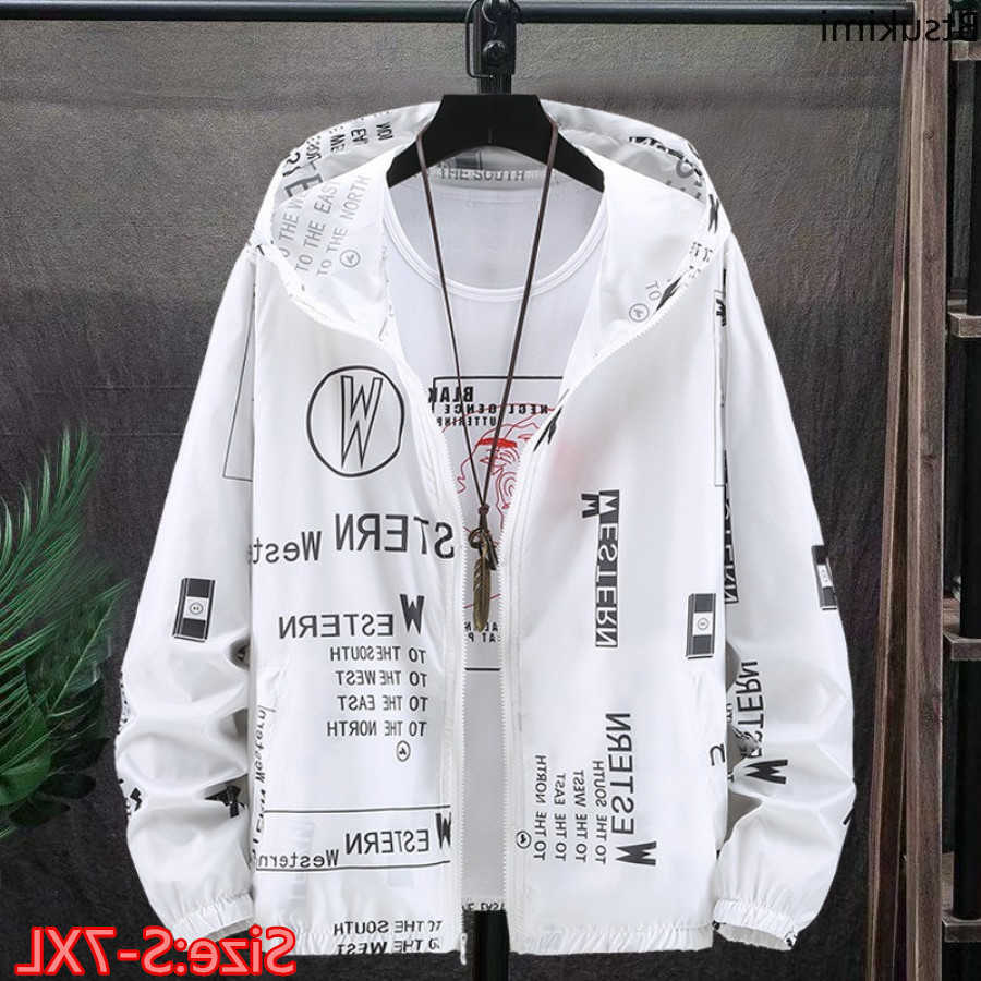 Men's Casual 2026 Summer Fashion Ultra Thin Jacket Letter Print Long Sleeve Hooded Sunscreen Clothing Male Outdoor Sports Coats L260807