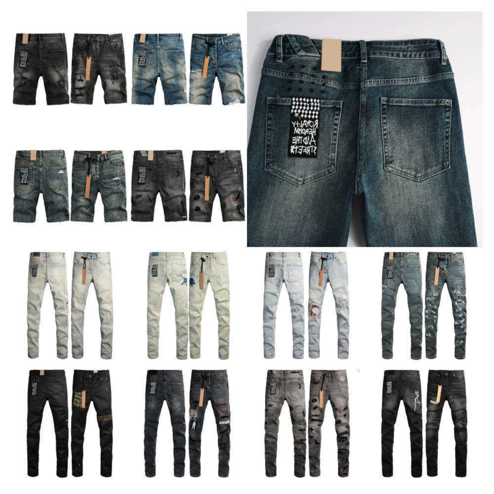 Heroism Royalty And The Street Jeans For Mens Jean Short Pants Men Designer Trends Distressed Black Ripped Biker Slim Fit Motorcycle Retro S D260807