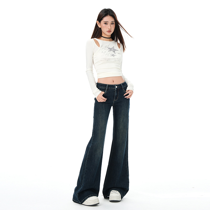 AAAA L09 Chic Fall Collection - Pantalon de jogging en denim coupe ample avec élasthanne