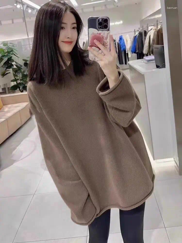 Women's Sweaters Merino Wool Round Neck Pullover Mid To Long Length Thickened Autumn Winter Casual Fashion Cashmere Knit Sweater fa