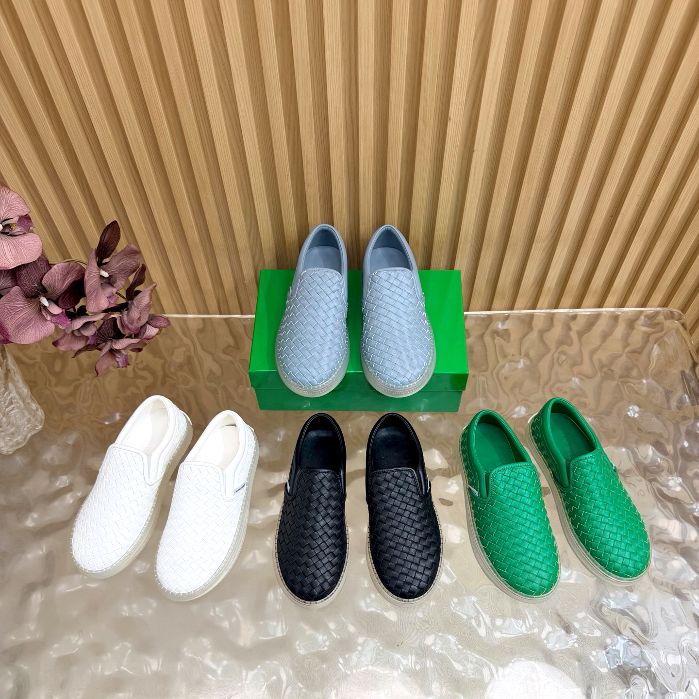 2026 New loafers tennis shoe Designer basketball Genuine Leather weave green Sneaker Fashion casual Flat run men women Outdoor travel trainer luxury