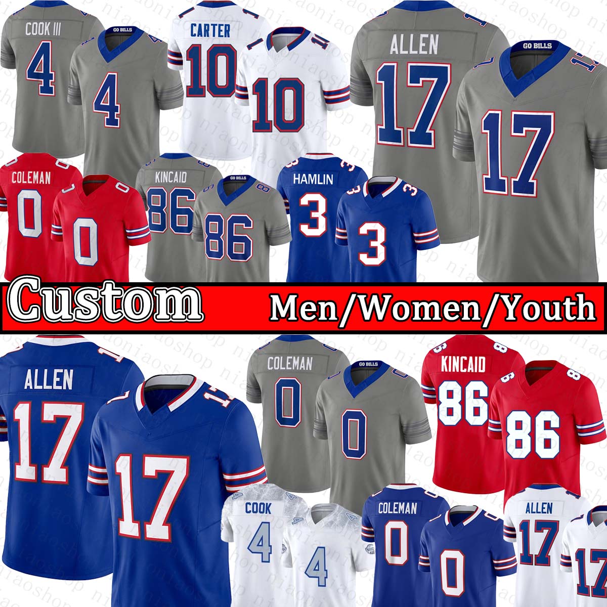 Josh Allen DJ Moore buffalos Football JerseyKeon Coleman Keon Coleman Khalil Shakir James Cook Geno Stone Dee Alford Dawson Knox Gabriel Davis Ray D