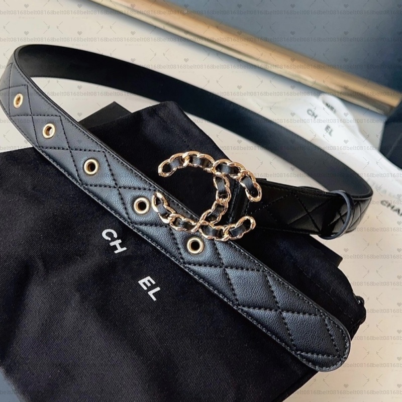 Belt Women Designer Genuine Leather Belts Fashion Luxury High Quality Waistband Metal Gold Sliver Buckle Black Ceinture Length 95-115CM With Box