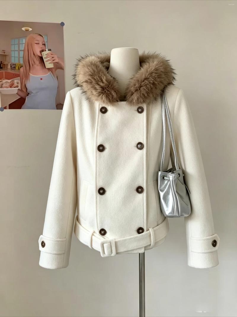 Women's Wool Women Korean Fashion Oversized Faux Fur Coat Gothic Vintage Harajuku Hooded Black Stylish Warm Winter Jacket Outfit 6b