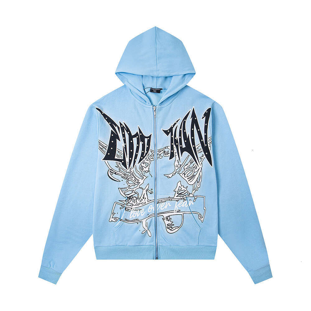 Mixed Emotion Zip Up Hoodie Jacket Y2k Clothes Mens Gothic Punk Print Graphic Amrican Style Street Graffiti Print Casual Loose Sweatshirt Zipper Coa