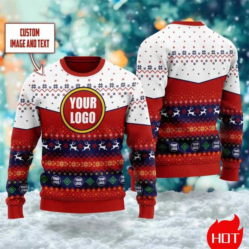 New Custom 3D Printed Ugly Christmas Sweater Diy Personzed Design Graphic Sweatshirt Custom Image Pullovers Unisex Tops L260807GOMV