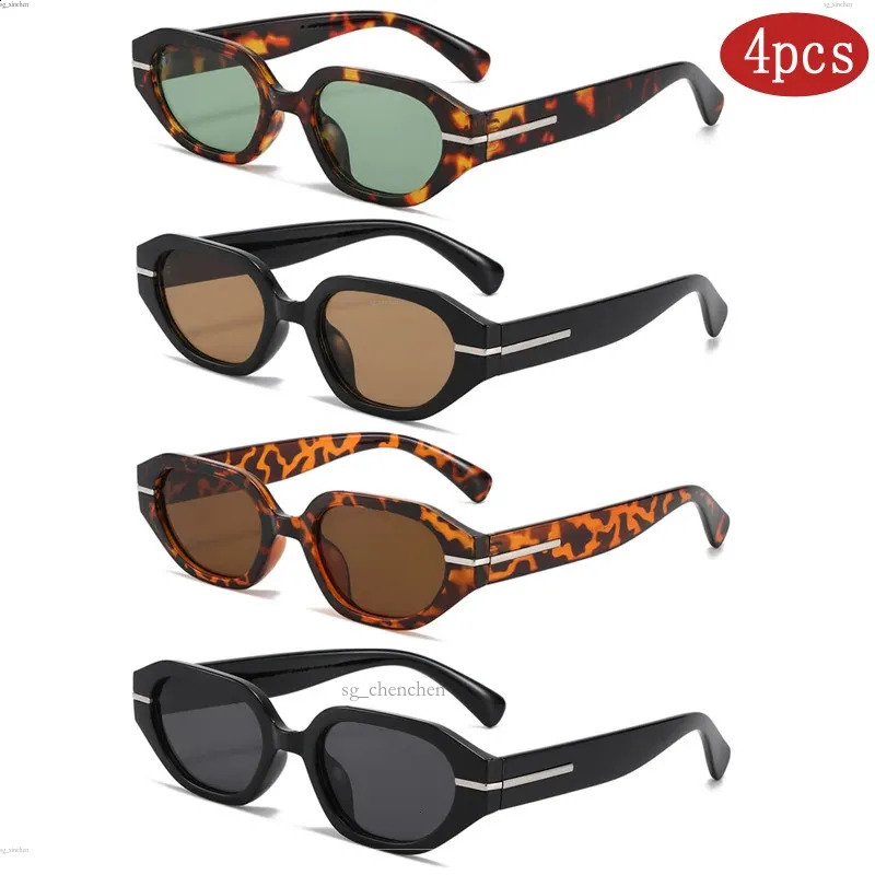 4 ensembles de lunettes de soleil carrées à la mode pour hommes, lunettes de soleil œil de chat, colorées, unisexes, classiques, pour l'extérieur