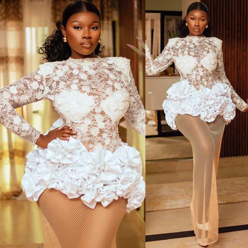 Plus Size Off White Mermaid Prom Dress 2026 Formal Gowns Rob
