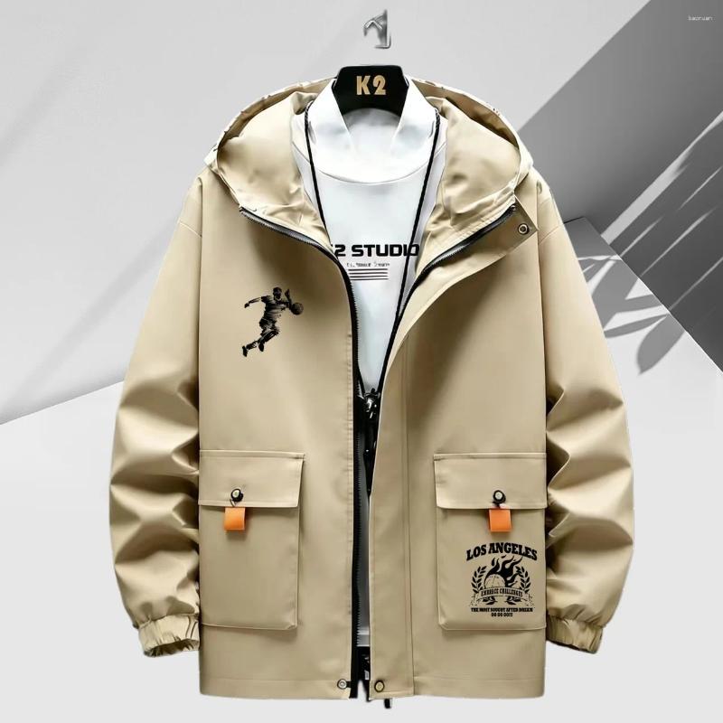 Men's Jackets Hooded Zipper Jacket Casual Loose Windproof Printed Pattern Coat Outdoor Daily Lightweight And Fashionable Overs fd