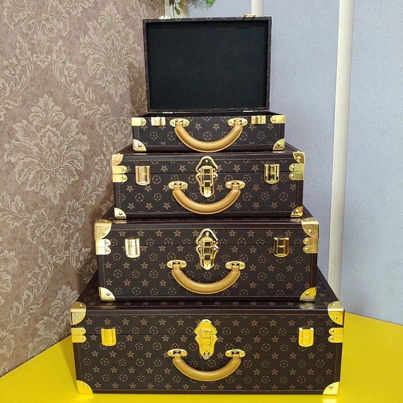 Vintage vieille fleur valise concepteur européen et américain boîte de rangement en bois mode décoration de la maison et chambre bacs de rangemen
