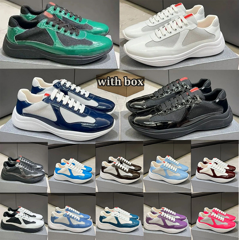 Designer Shoes P shoes Cup Runner Trainers Luxury America Cup Leather Sneakers Leather Flat Trainers Black White Red Mesh Lace-up Casual Shoes